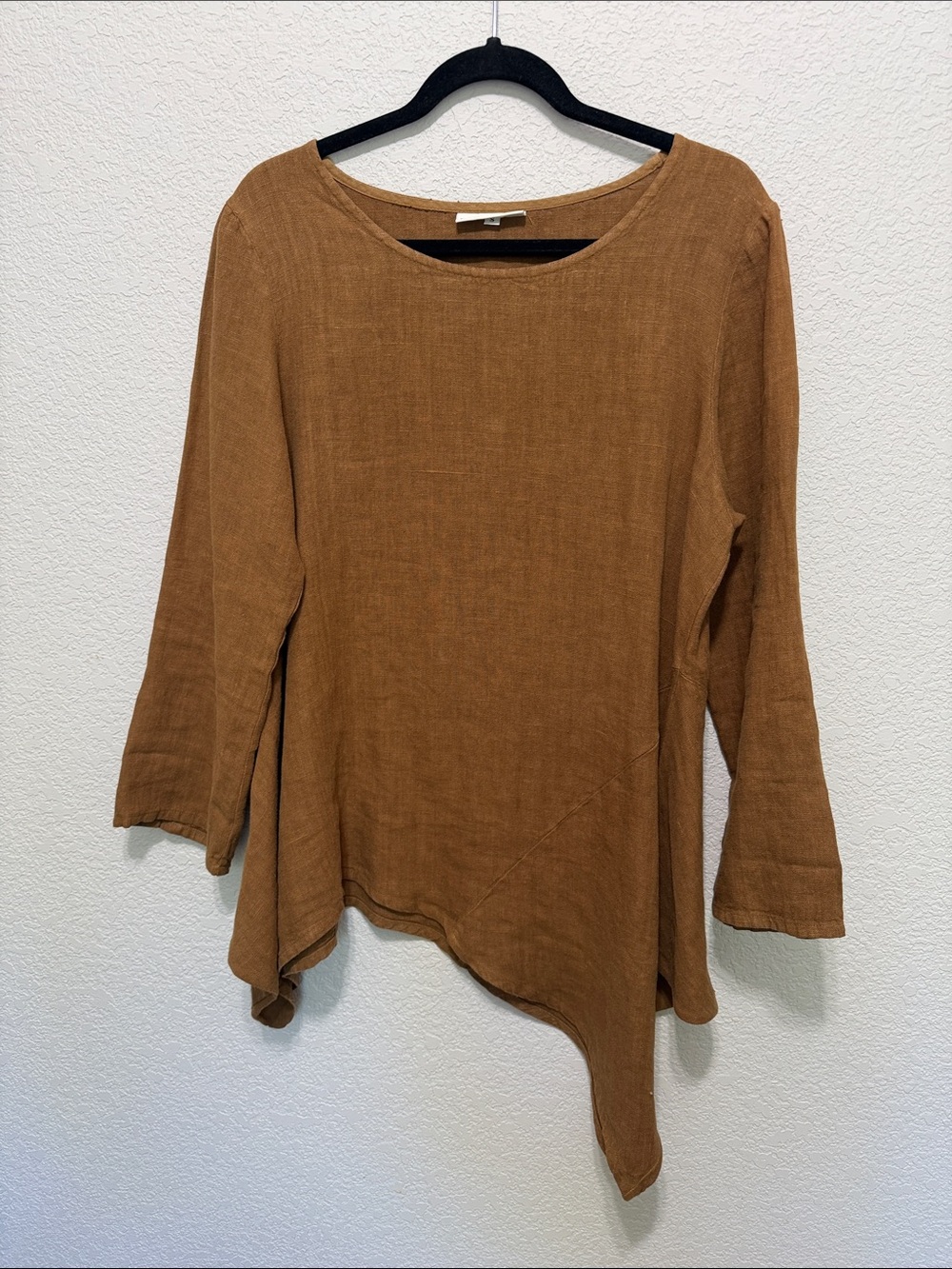 bryn Walker Asymmetric Tunic Top in Rust Brown